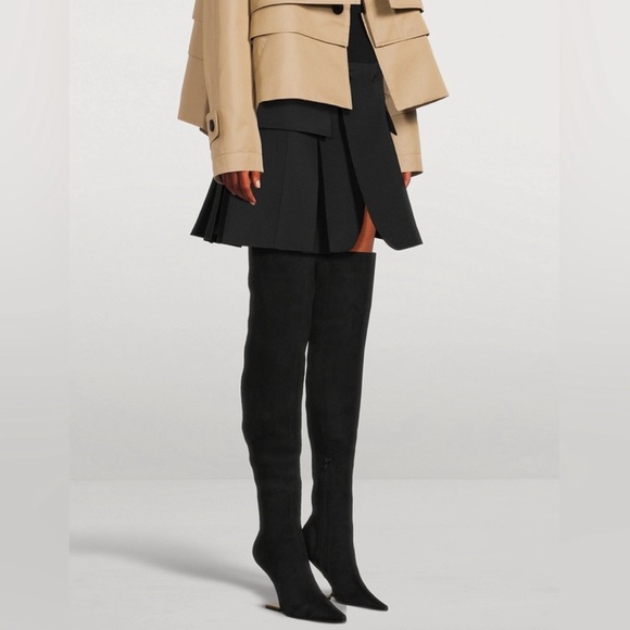 New Jeffrey Campbell Compass-Ok Black Suade Over the Knee Boots Size 6 Like New - Picture 1 of 5